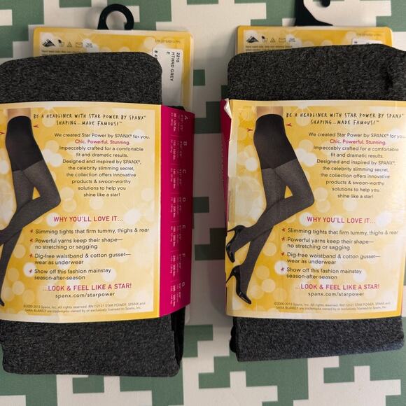 Spanx Center Stage Shaping Tights Pantyhose 2-Pack Heathered Grey Size E NWT - Picture 2 of 4